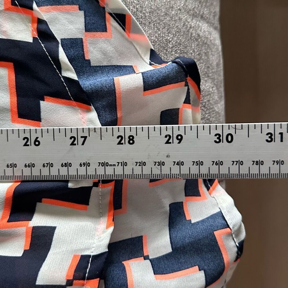 Papermoon Sleeveless Tunic Top Womens L‎ Navy White Orange Breezy Geometric - Picture 9 of 9